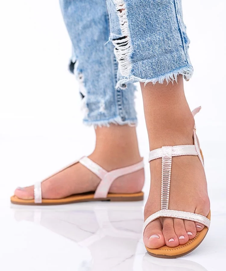 Różowe sandały holograficzne damskie Igi