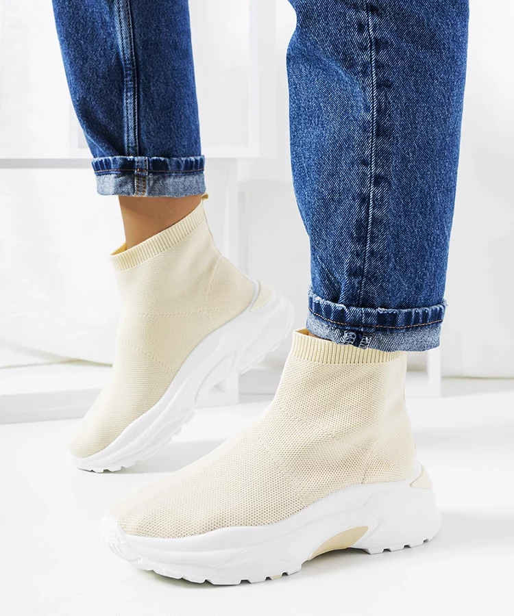 Beżowe wysokie sneakersy Melasak