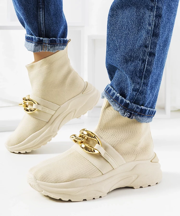 Beżowe wysokie sneakersy Martina
