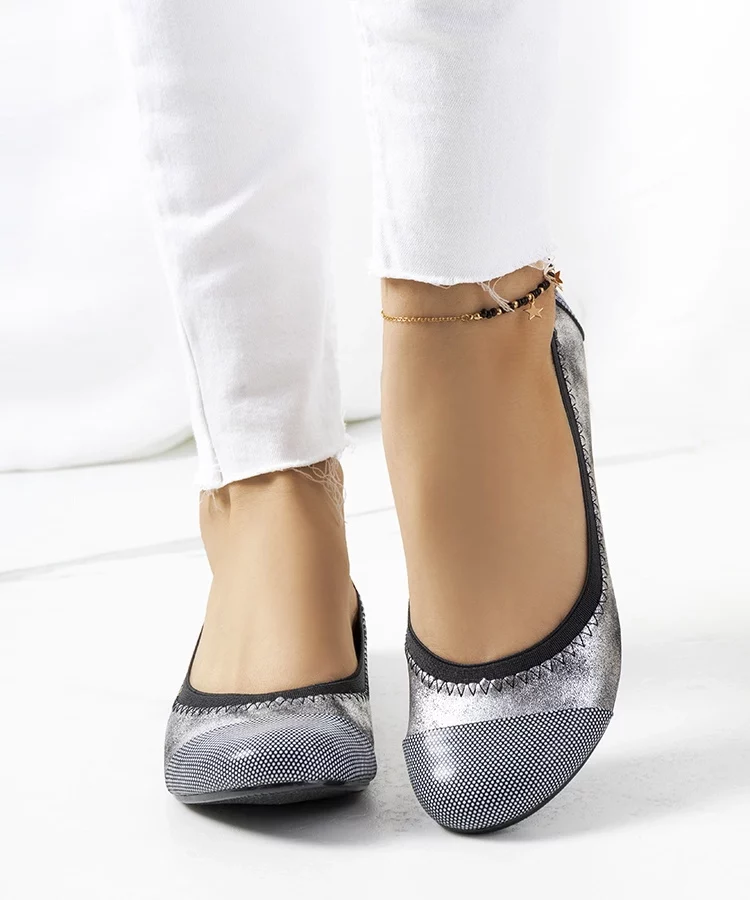 Srebrne baleriny w groszki Marlin