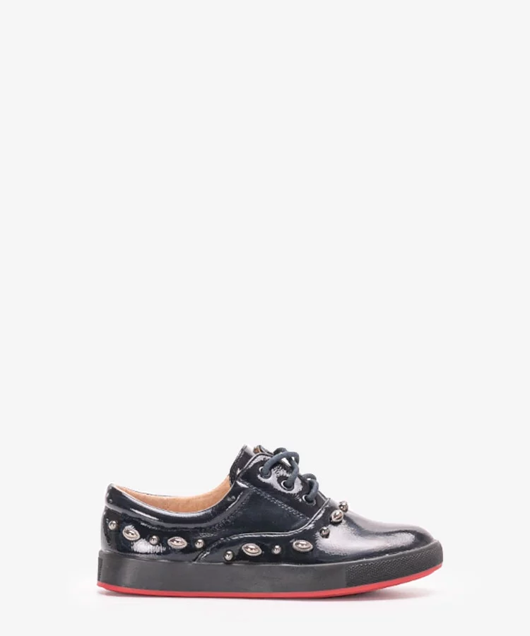 Granatowe lakierowane tenisówki dziecięce Fatna
