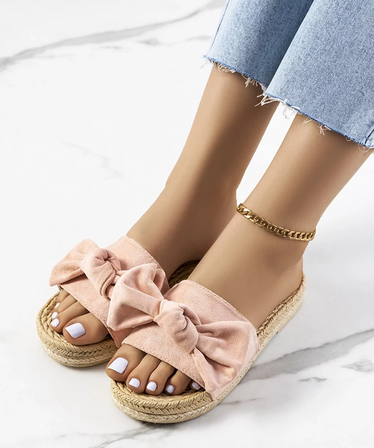 Różowe klapki z kokardką Madelen