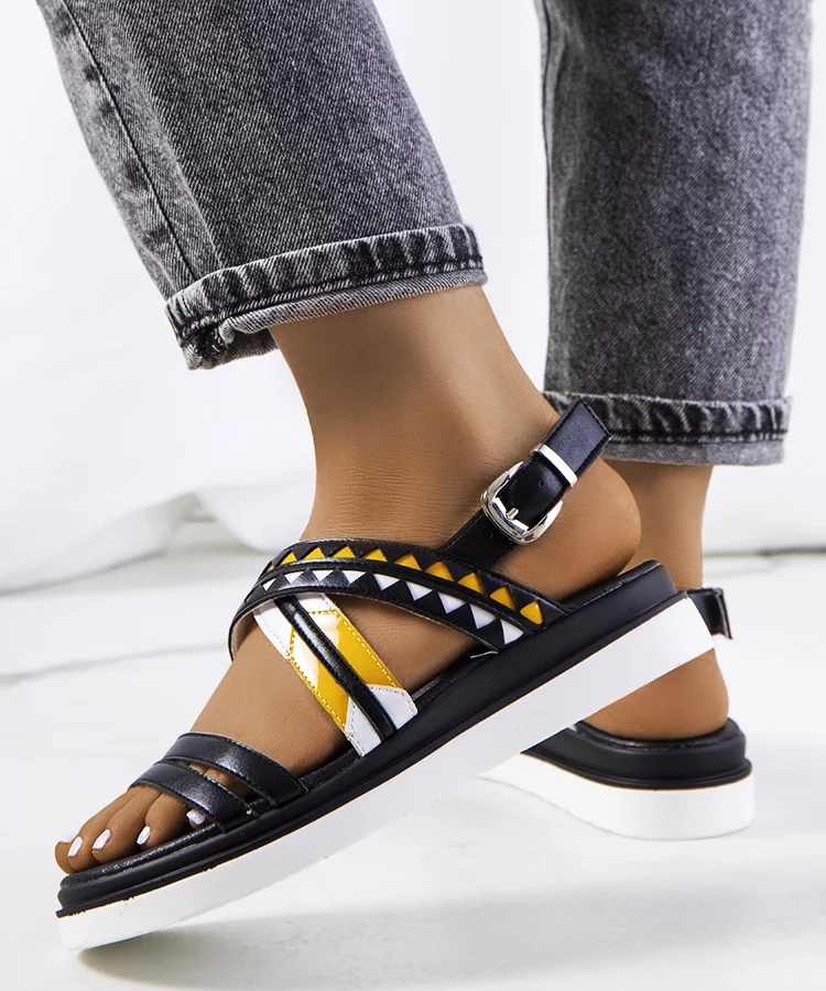 Czarne sandały damskie Doren