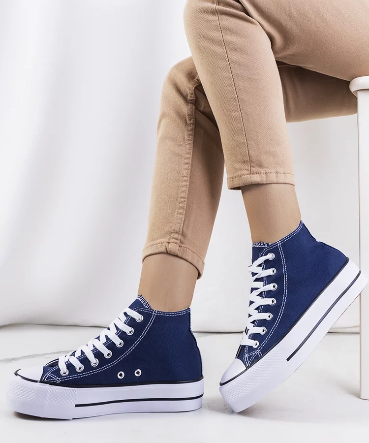 Granatowe trampki na platformie Korgay