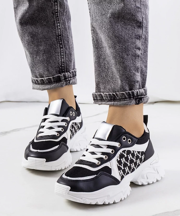 Biało czarne sneakersy damskie Florival
