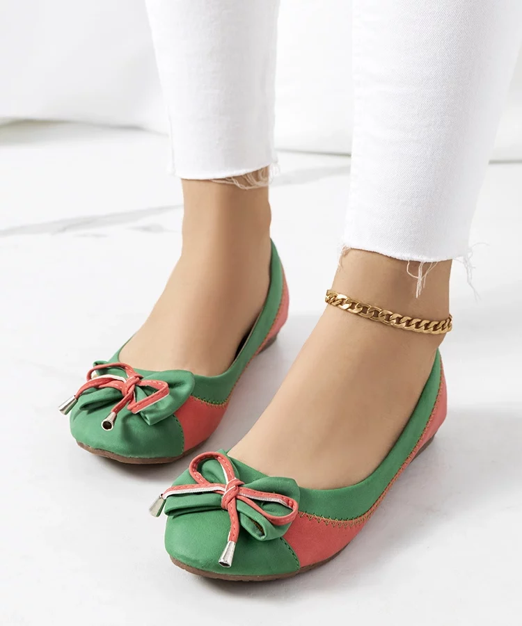 Zielone baleriny z kokardką Eske