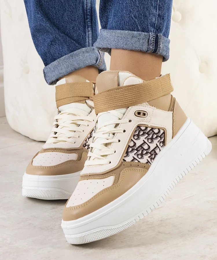Beżowe wysokie sneakersy za kostkę Adolis