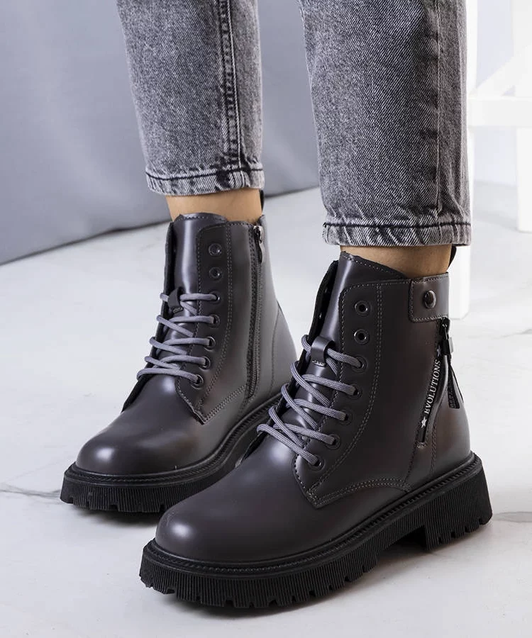 Szare ocieplane traperki Anja