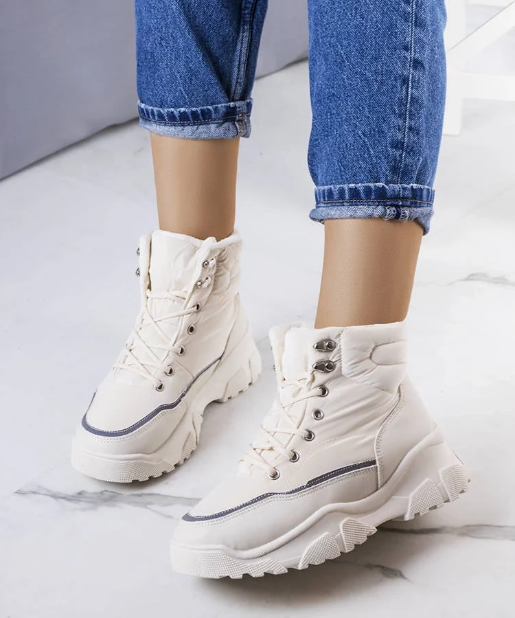 Kremowe ocieplane botki Rimu