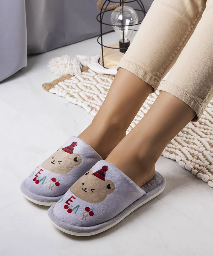 Szare miękkie kapcie Bear
