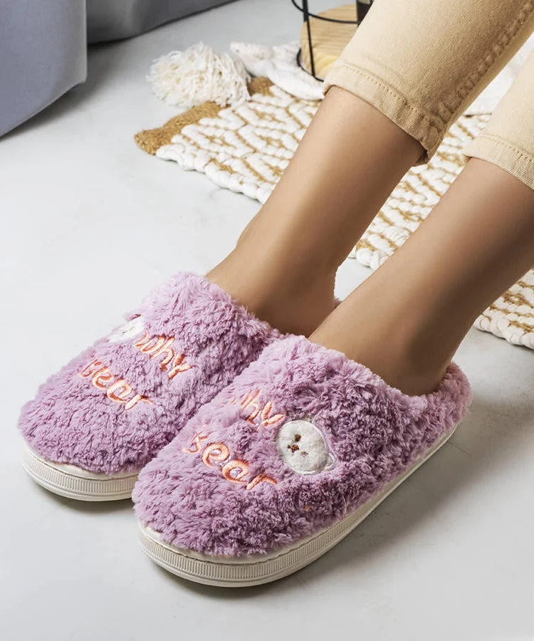 Fioletowe miękkie kapcie Why Bear