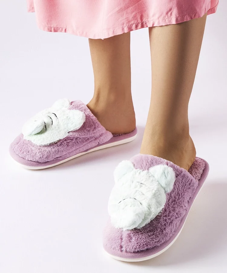 Fioletowo-zielone miękkie kapcie Bee