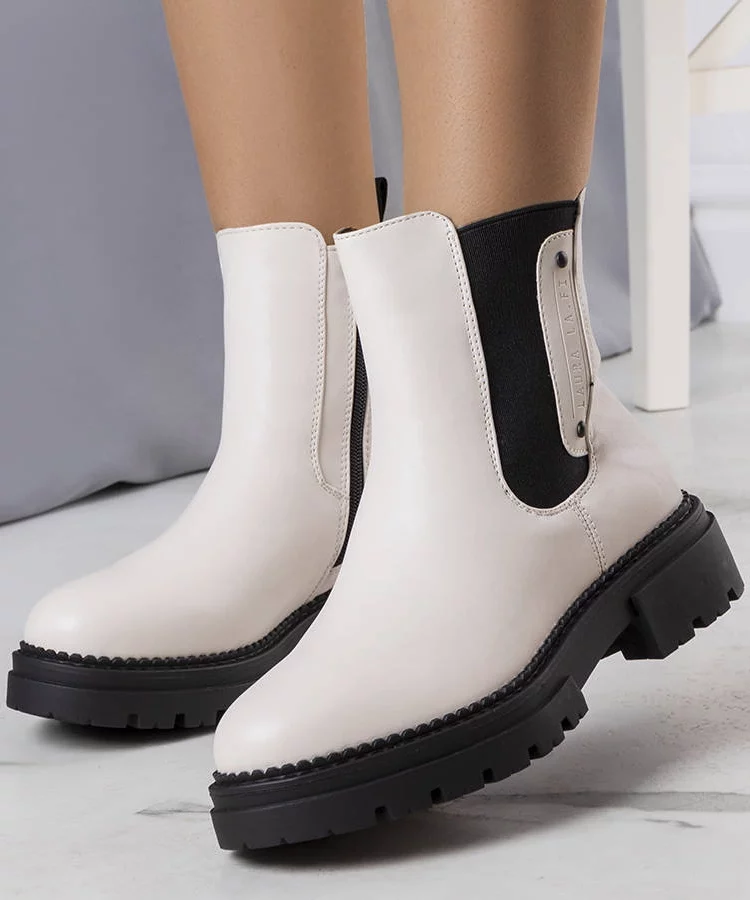 Kremowe ocieplane botki Caron