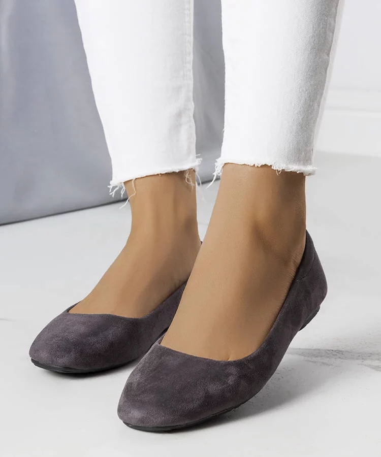 Szare baleriny z eko-zamszu Jules