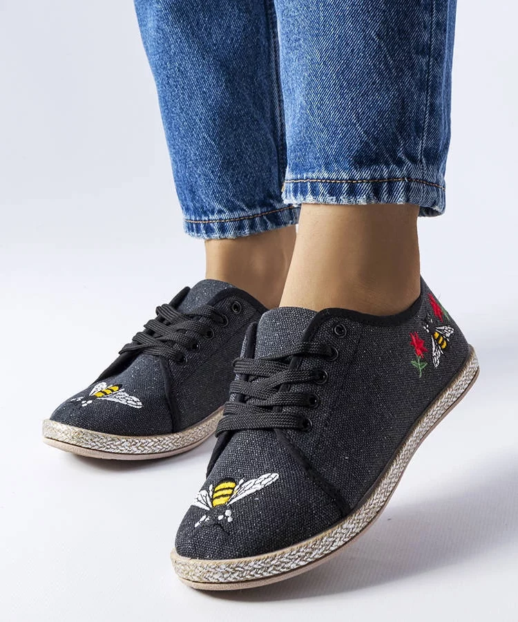 Czarne brokatowe espadryle Malia