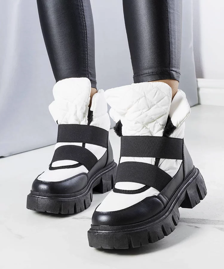 Białe ocieplane wsuwane śniegowce Francisco