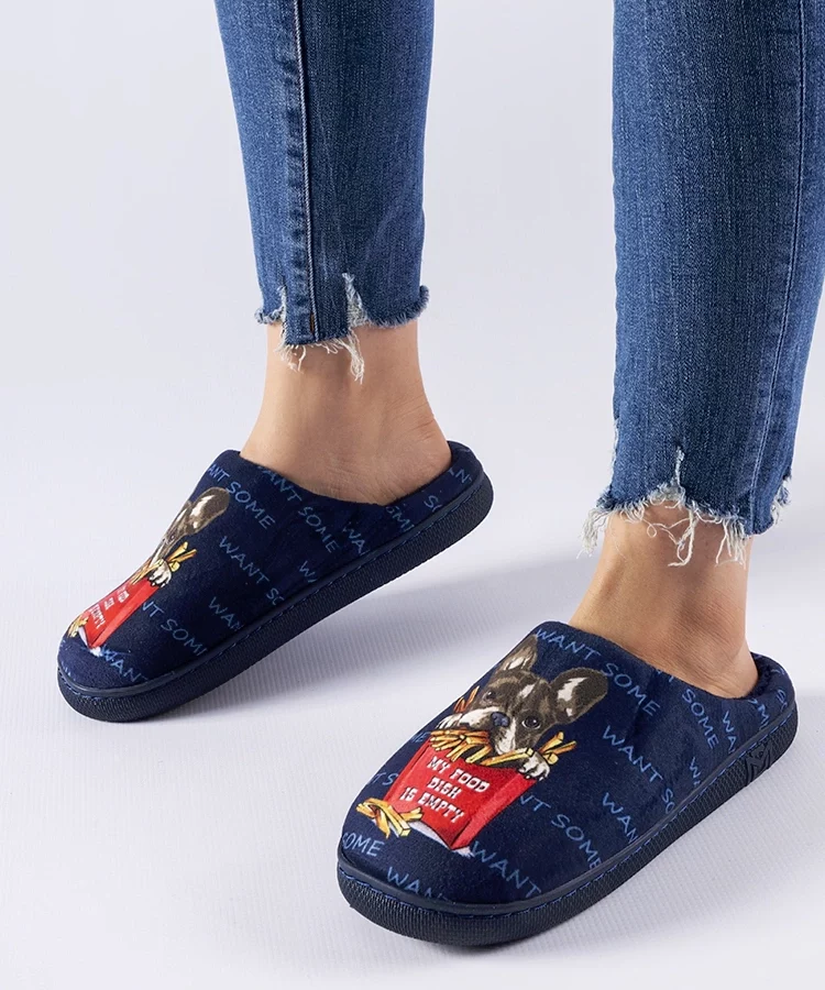 Granatowe miękkie kapcie Frenchfries