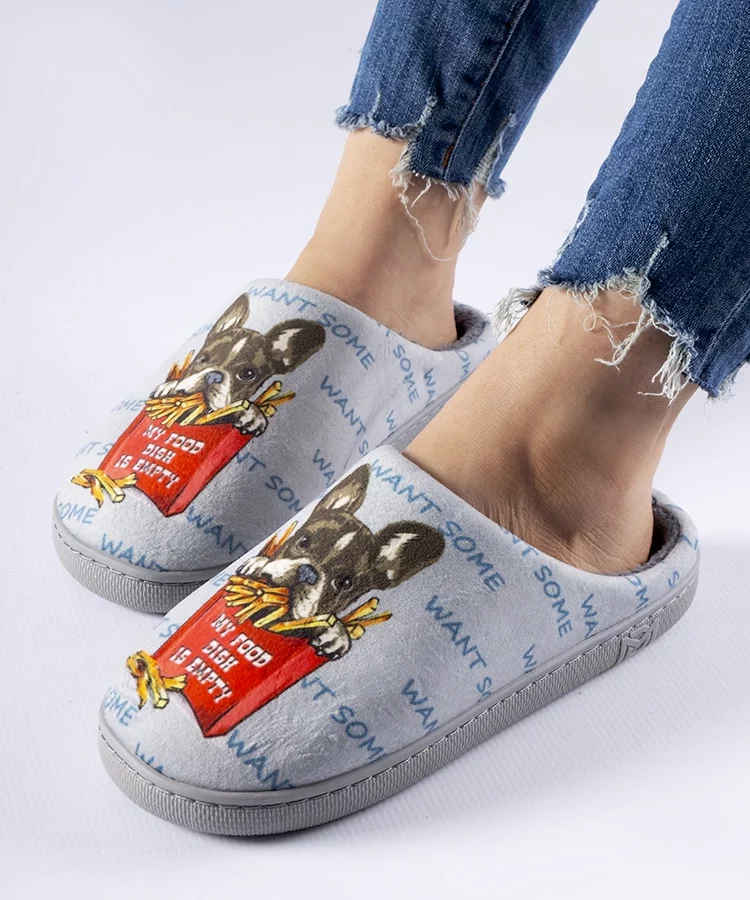 Szare miękkie kapcie Frenchfries