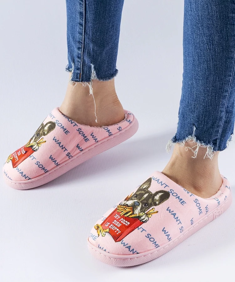 Różowe miękkie kapcie Frenchfries