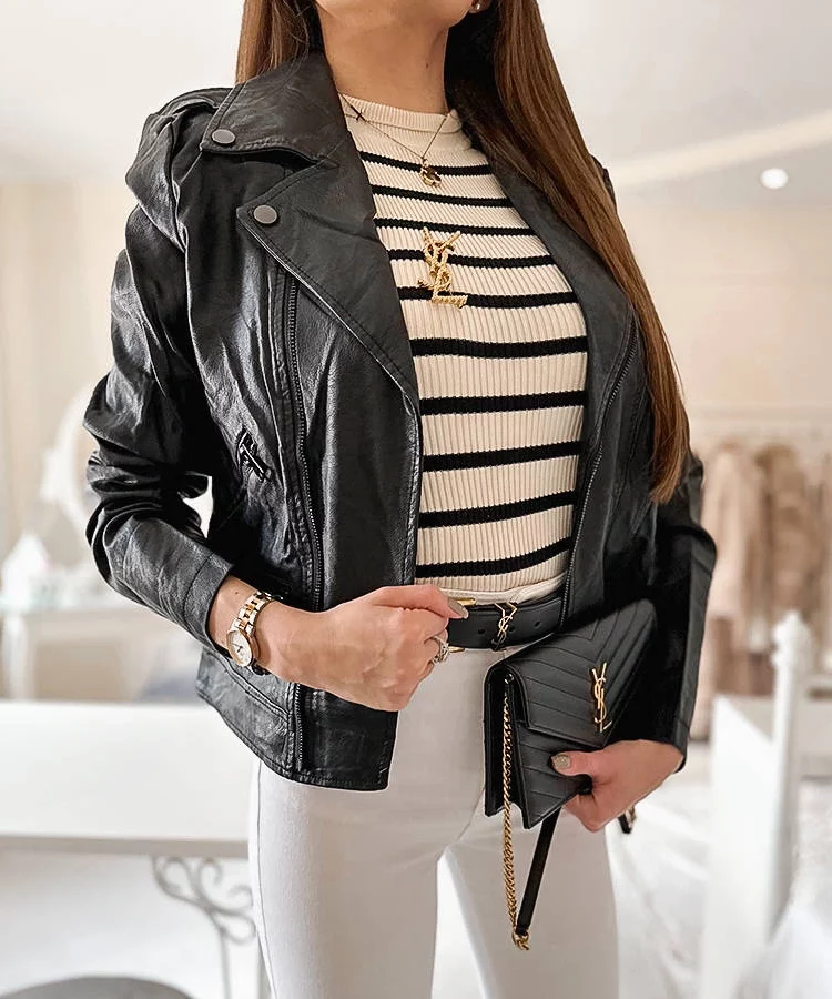 Czarna ramoneska eko-skóra Tricia