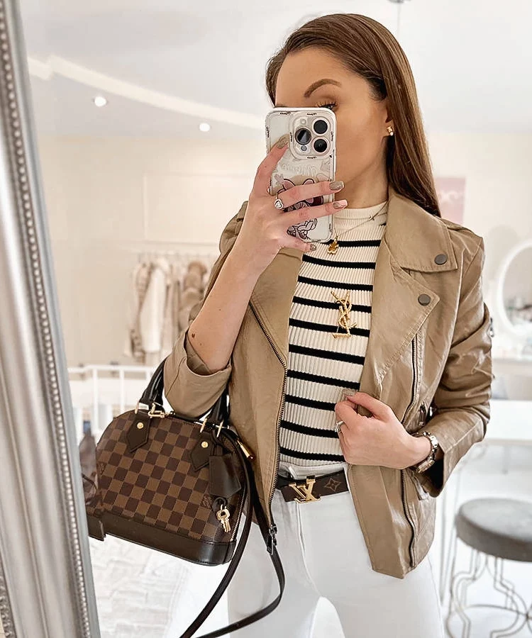 Beżowa ramoneska eko-skóra Tricia