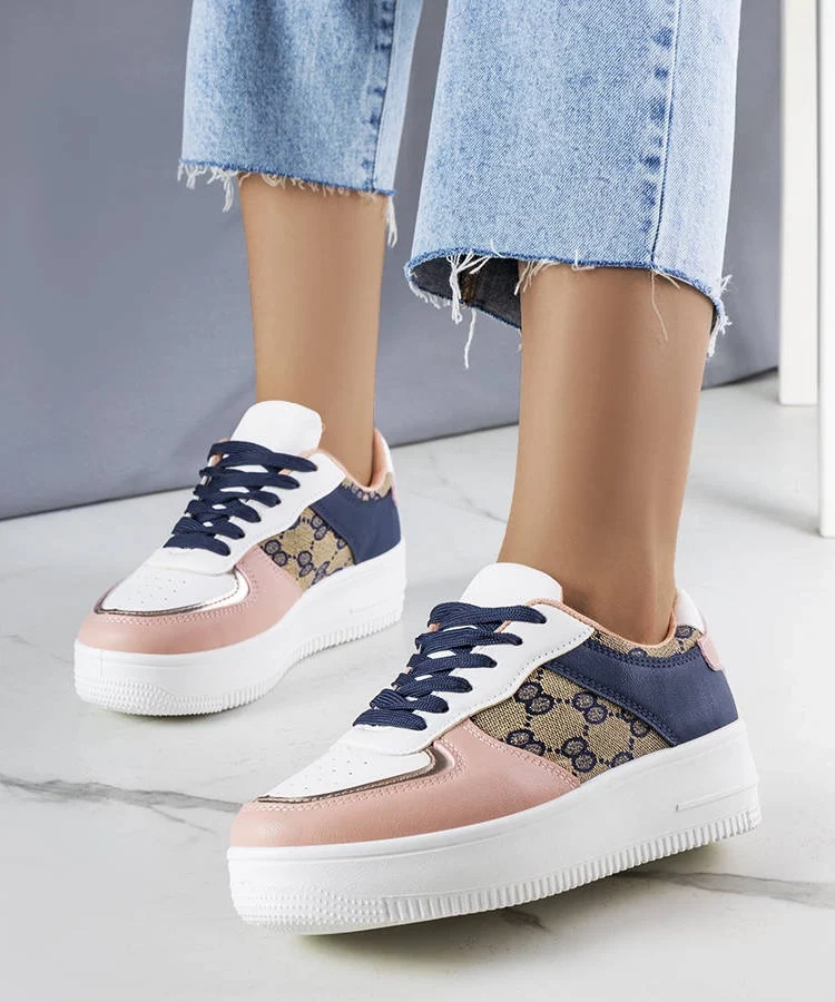 Różowo-granatowe sneakersy damskie Luzia