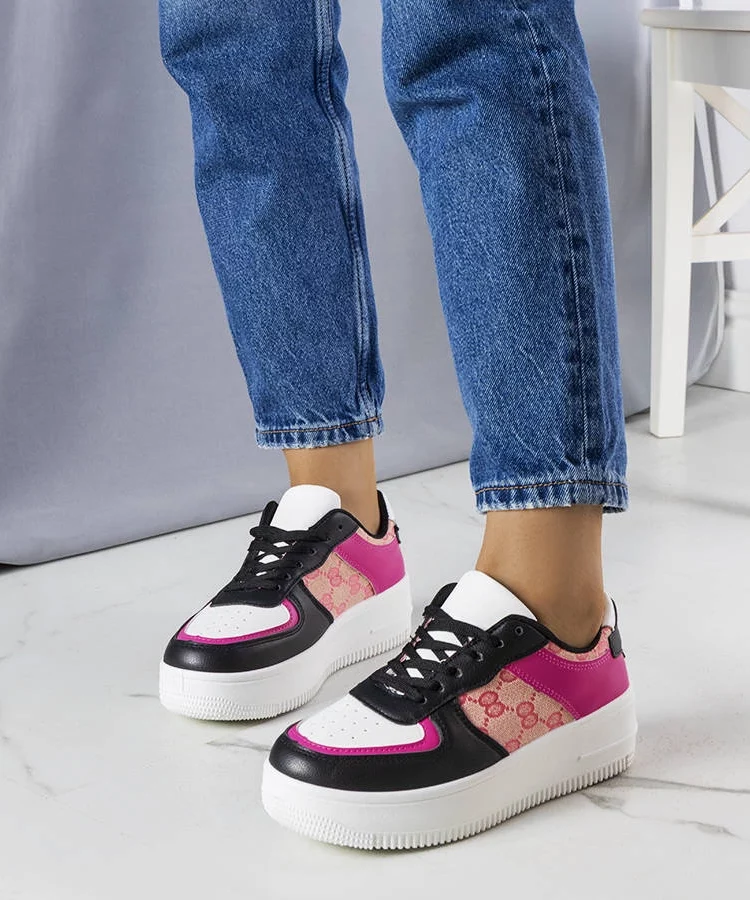 Różowo-czarne sneakersy damskie Luzia