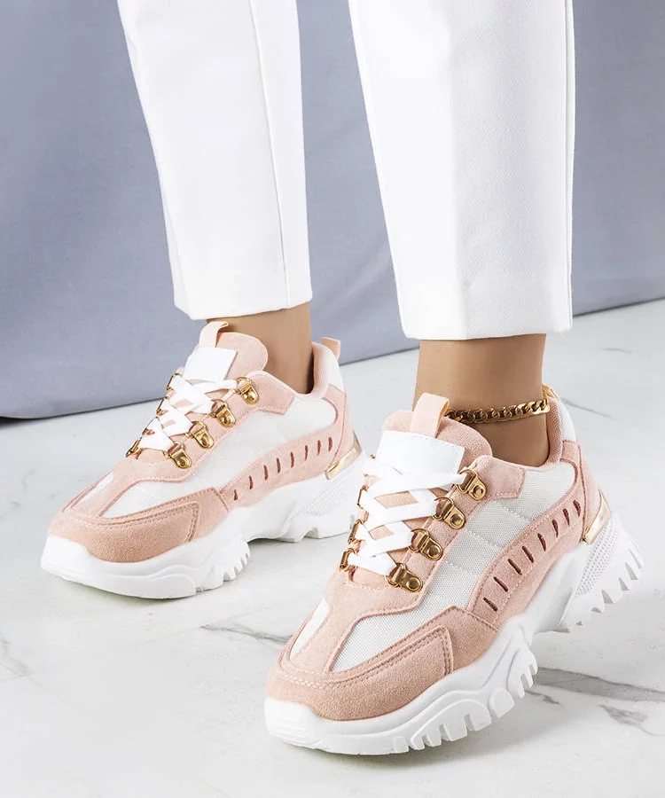 Biało-różowe sneakersy Mindy