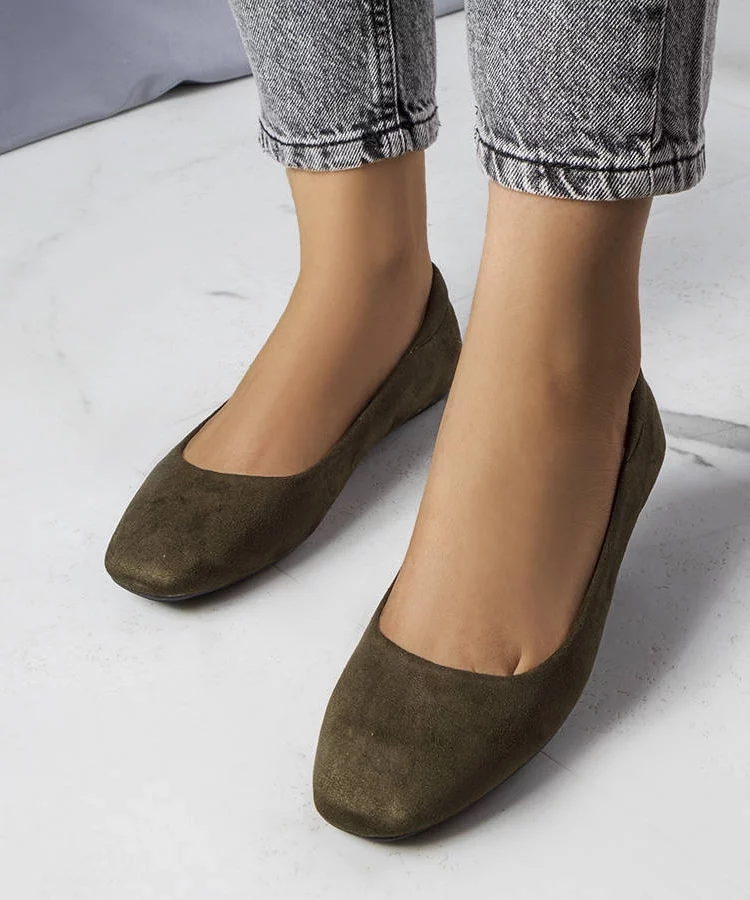 Zielone baleriny z eko-zamszu Jules