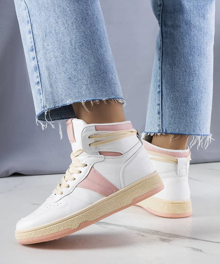 Różowe sneakersy za kostkę Robin