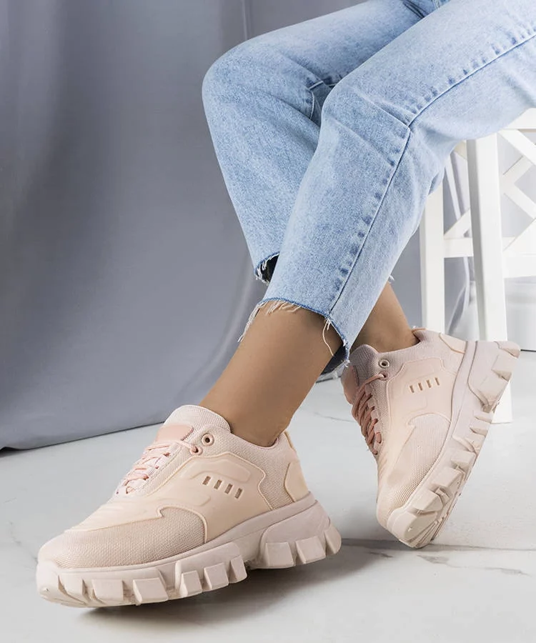 Różowe sneakersy na masywnej podeszwie Inez