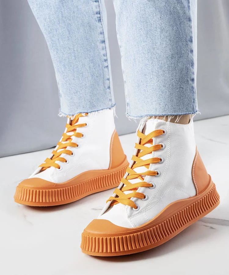 Pomarańczowe trampki na platformie Terri