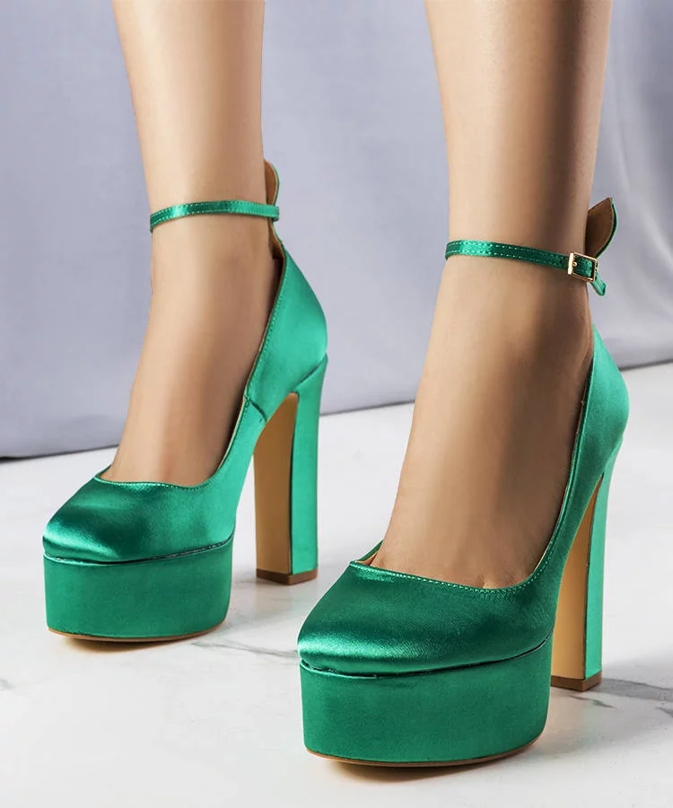 Zielone czółenka na wysokim słupku Lila