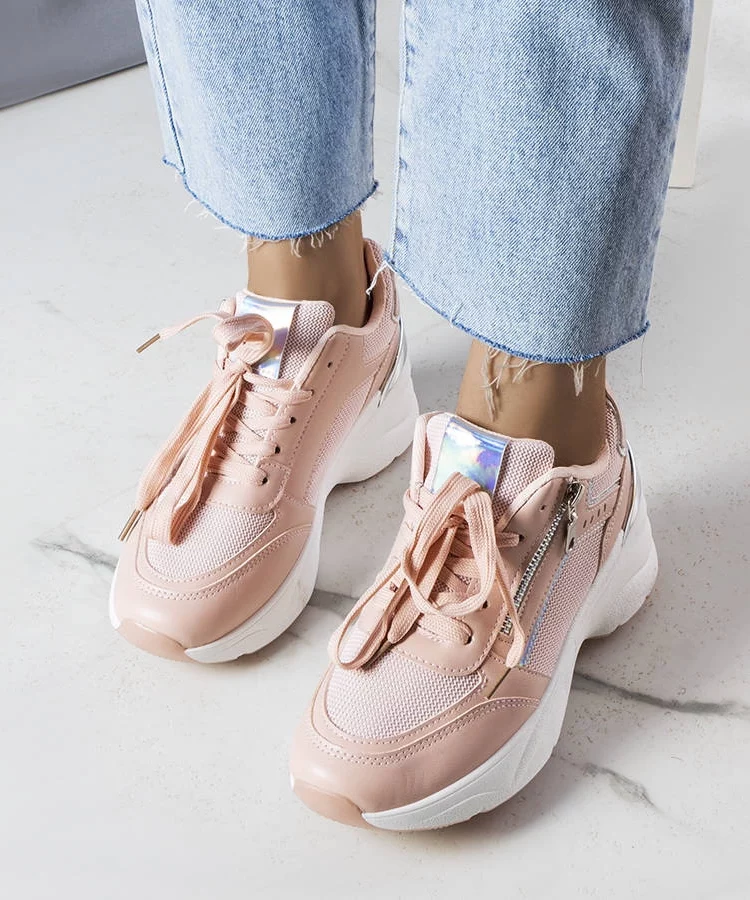 Różowe sneakersy na koturnie Stacey