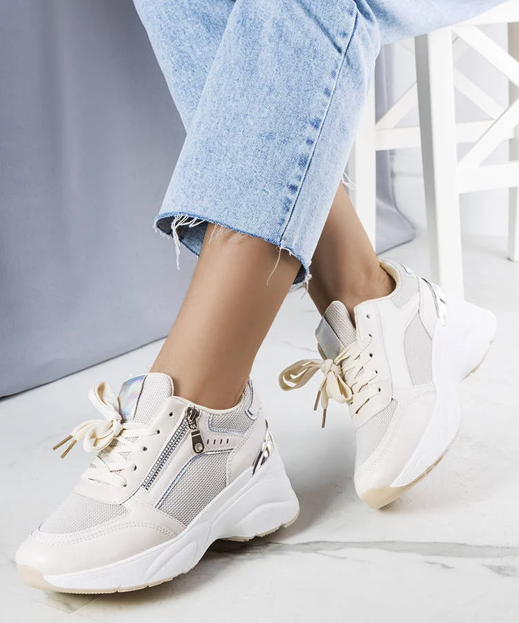 Beżowe sneakersy na koturnie Stacey
