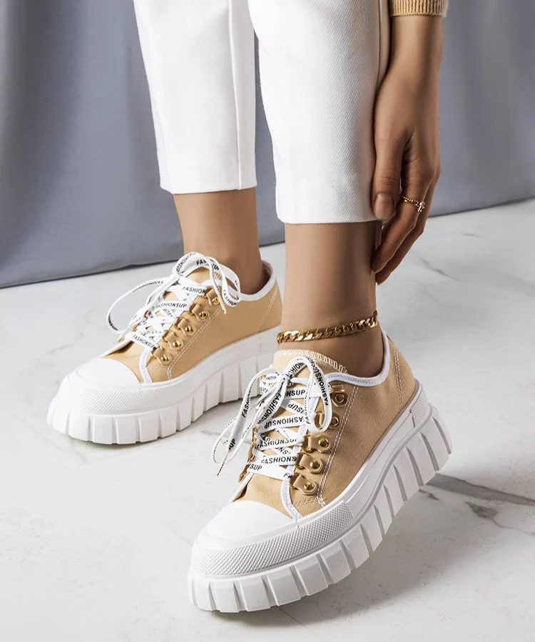 Beżowe trampki na platformie Toni