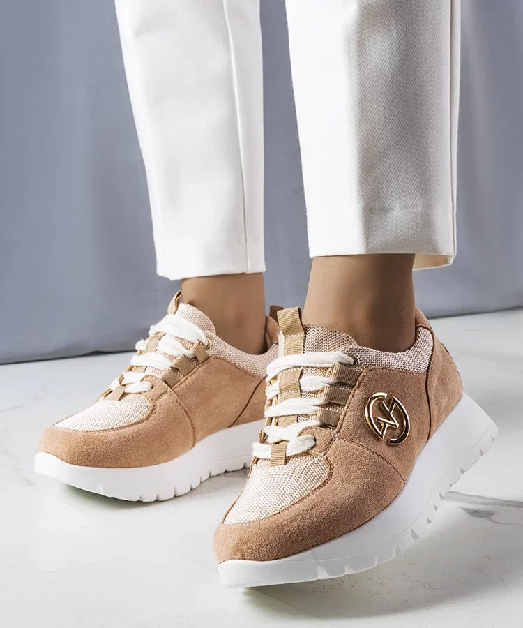Beżowe sneakersy na platformie Kristine