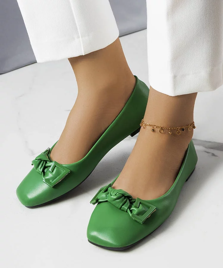 Zielone balerinki z kokardką Tabitha