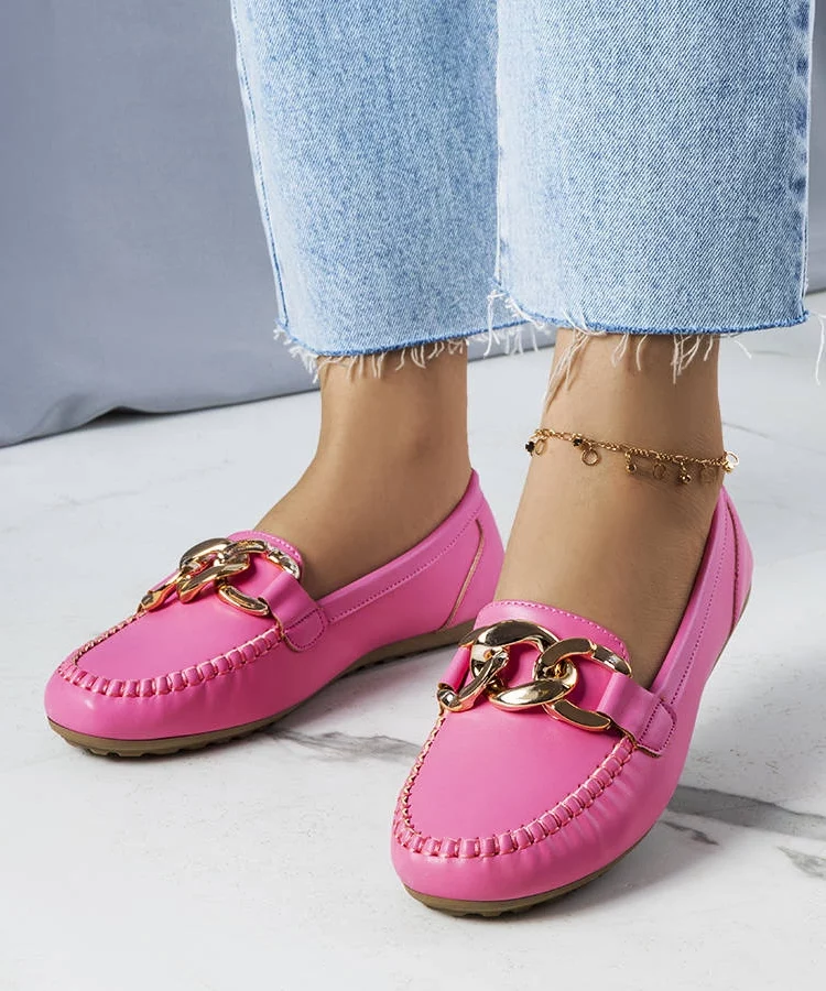 Różowe mokasyny z łańcuchem Norma