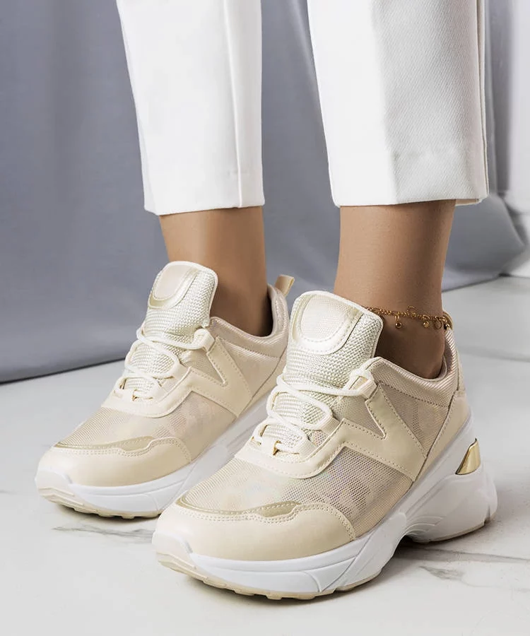 Beżowe sneakersy z metalicznymi wstawkami Ruais