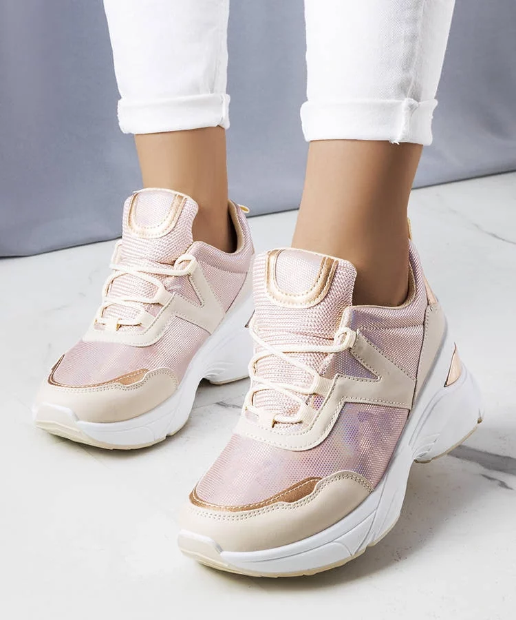 Różowe sneakersy z metalicznymi wstawkami Ruais
