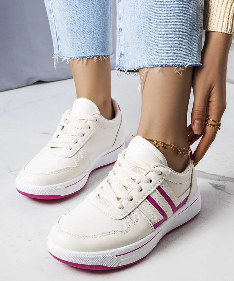 Kremowe sneakersy z różowymi wstawkami Olympia