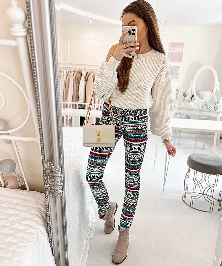 Wielokolorowe wzorzyste spodnie Massé