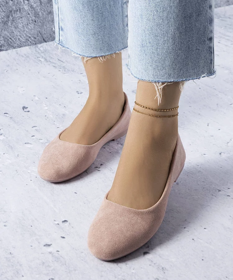 Różowe balerinki ze skórzana wkładką Lespérance