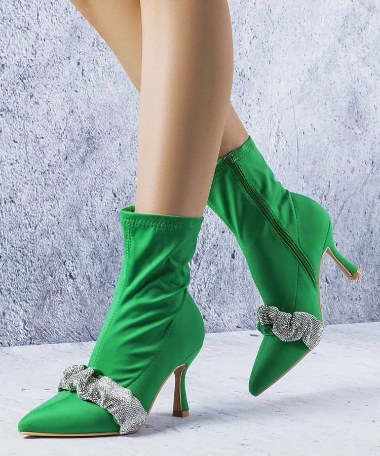 Zielone botki zdobione cyrkoniami Caisse