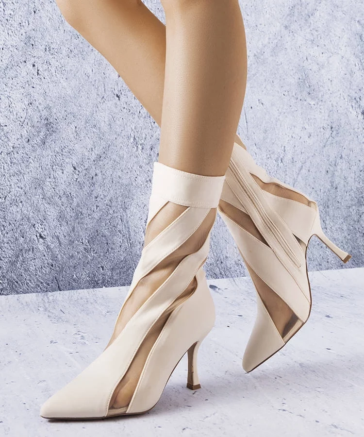 Beżowe botki z transparentnymi wstawkami Jay