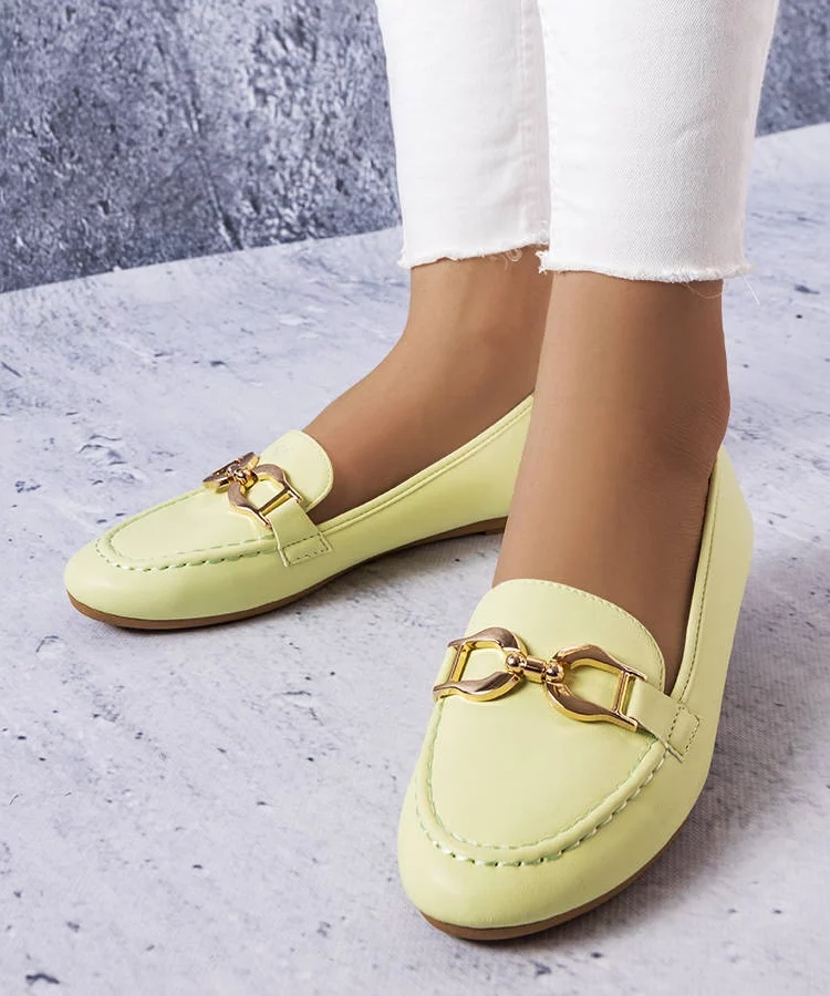 Zielone mokasyny z klamerką Sauvé