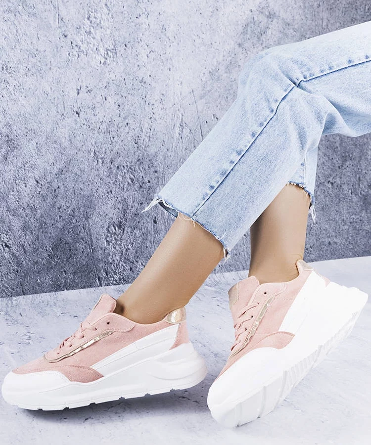 Różowe sneakersy z eko-zamszu Dupuis