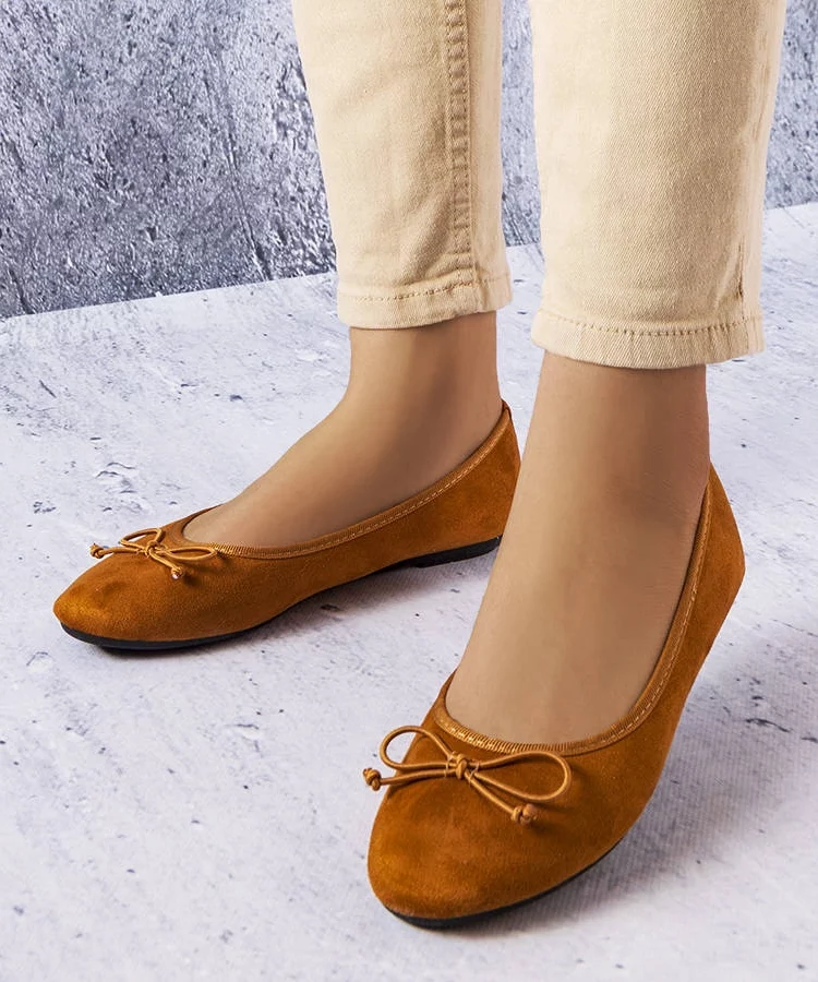 Brązowe balerinki z kokardką Chandonnet