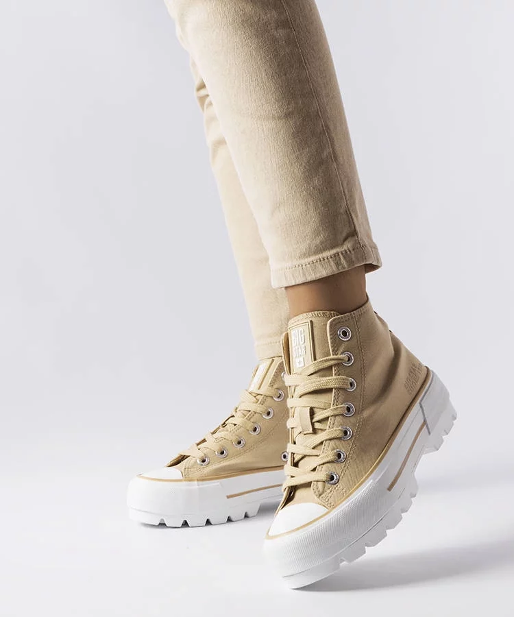 Big Star Trampki damskie za kostkę beżowe LL274160